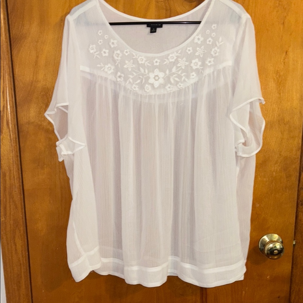 Torrid Sheer White Embroidered Women's Top